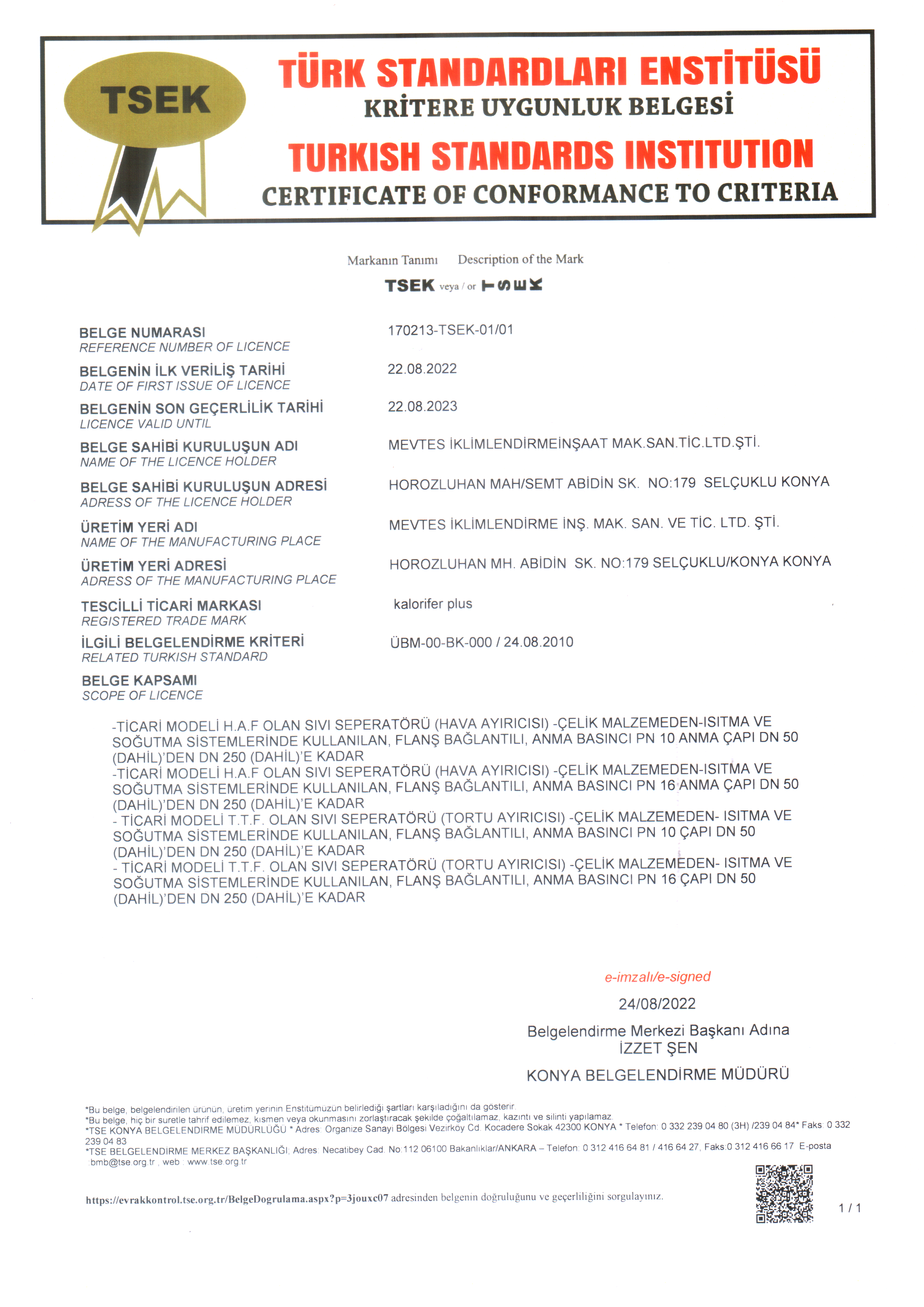 TSEK BELGESİ