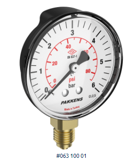 Pakkens Q 63 mm 0/6 Bar Alttan Bağlantılı Manometre